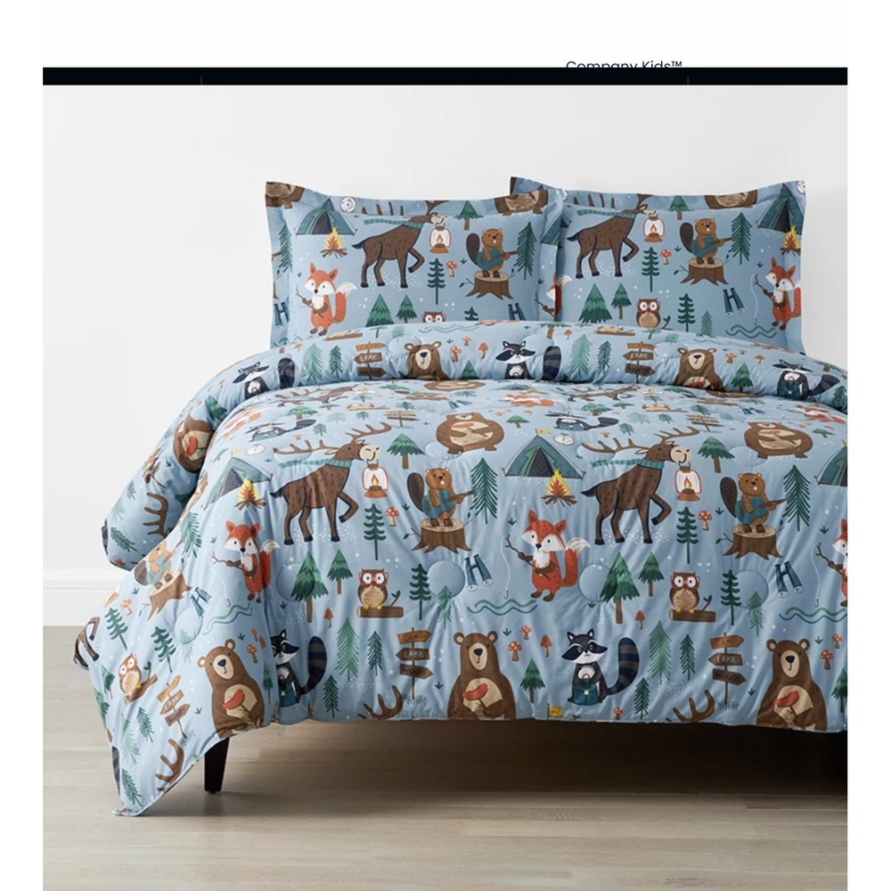 COMPANY KIDS ANIMAL CAMPERS TWIN COMFORTER SET NWT-(COMFORTER WITH 1 SHAM)